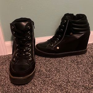 Aldo black wedge sneakers size 9 - gently used.
